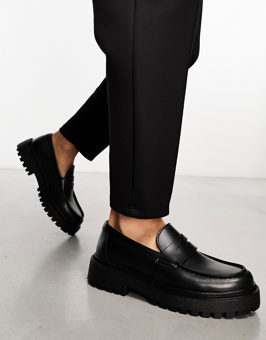 Pull & Bear chunky loafer in black