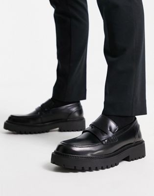 Pull&Bear chunky loafers in black | ASOS