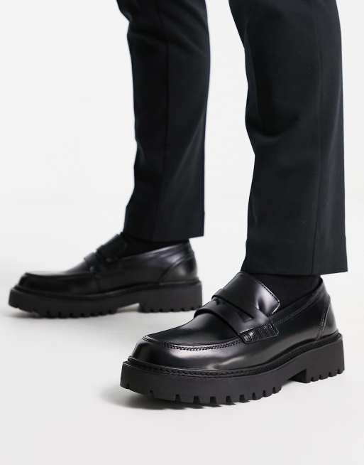 Pull Bear chunky loafers in black