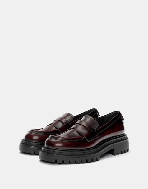Pull&Bear Chunky loafers in burgundy - view 1