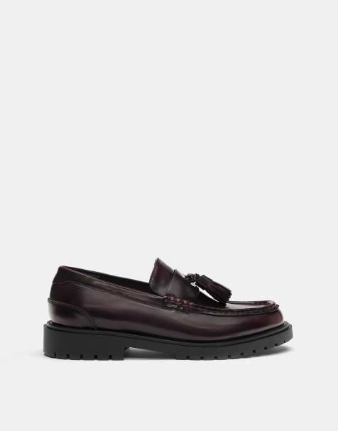 Pull&Bear Chunky loafers with tassels in maroon - view 1