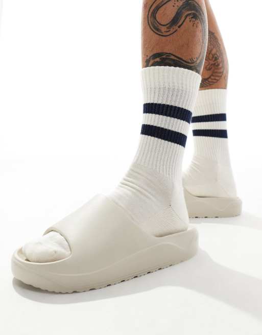 Pull&Bear chunky sliders in ecru