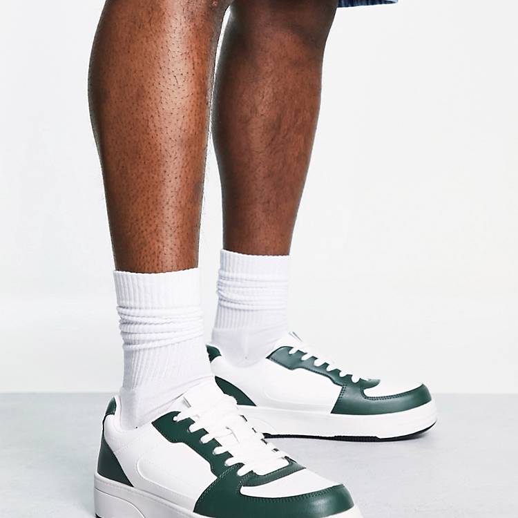 Asos Uomo Scarpe Sneakers Sneakers chunky Chunky sneakers bianche con pannelli verdi a contrasto 