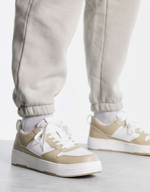 Pull Bear chunky sneakers in beige exclusive at ASOS