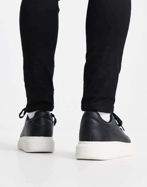 Black chunky trainers white 2024 sole