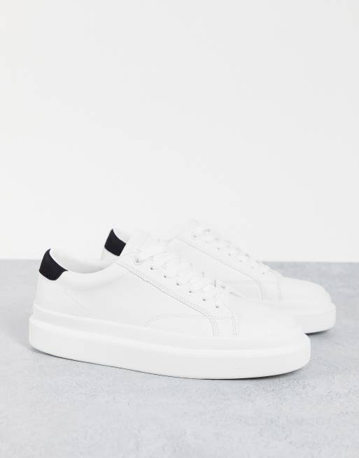 Pull&Bear Flatform Sneakers With Black Back Tab in White