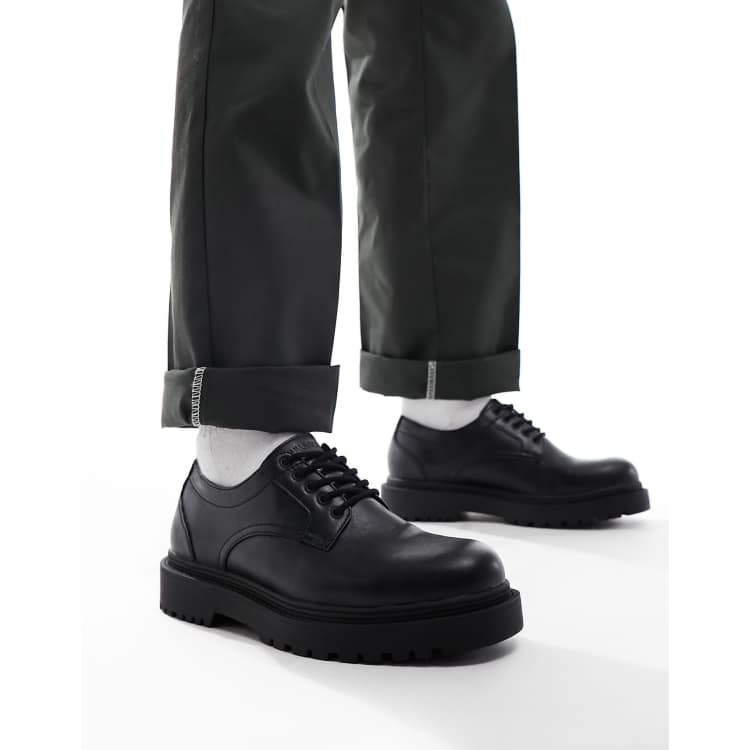 Pull&Bear chunky sole derby shoes in black | ASOS