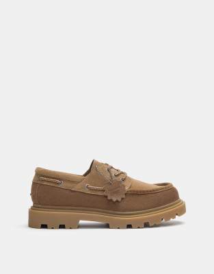 Pull&Bear Chunky sole leather boat shoes 