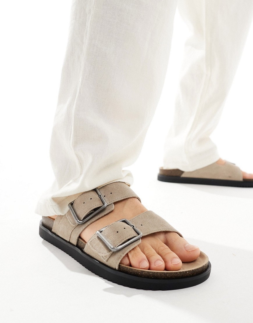 Pull & Bear Chunky Strap Sandals In Brown