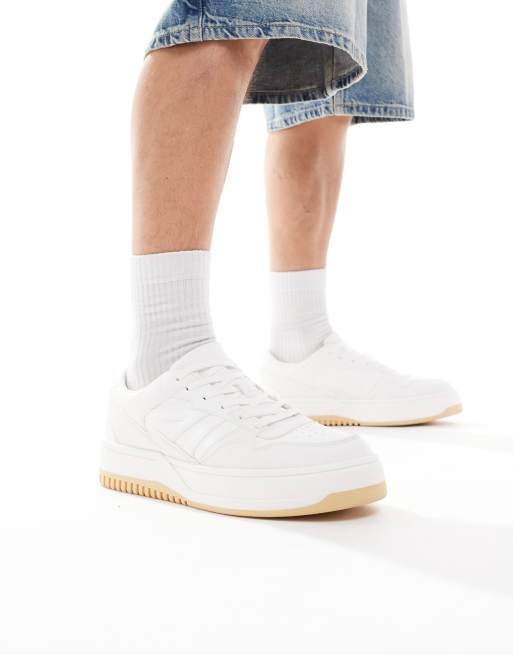 Pull&Bear chunky trainer with gum sole detail in white