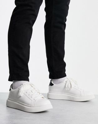 Pull & Bear chunky trainers with back tab in white