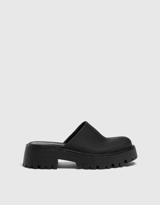 Pull&Bear - Chunky træsko-mules i sort