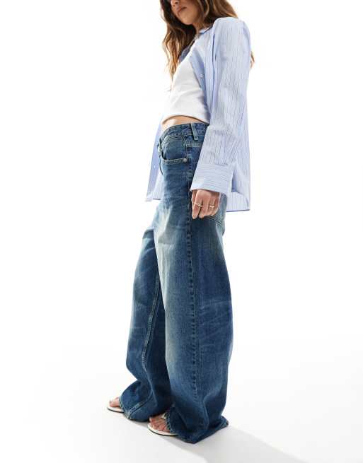 Pull&Bear – Ciemnoniebieskie bardzo luźne jeansy, 2 z 5