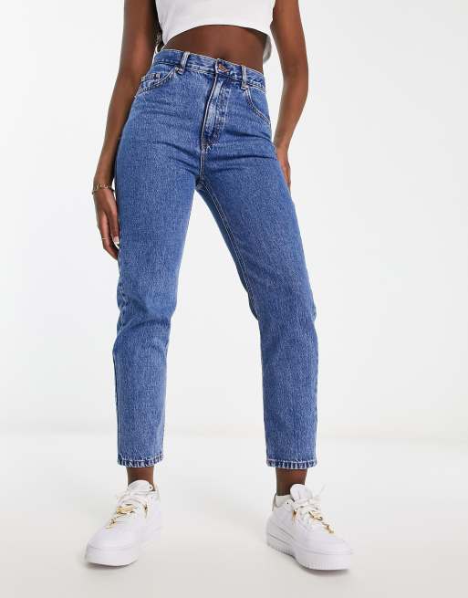 Pull&Bear – Ciemnoniebieskie jeansy mom fit z podwyższonym stanem, 4 z 5