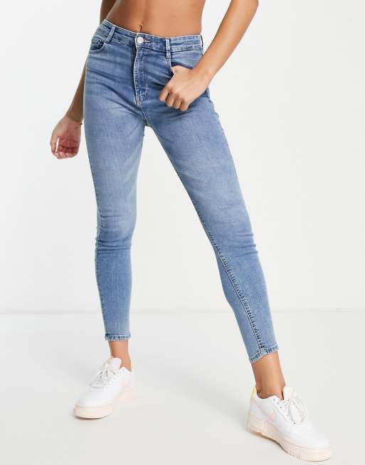 Pull&Bear – Ciemnoniebieskie jeansy z wysokim stanem o bardzo obcisłym kroju