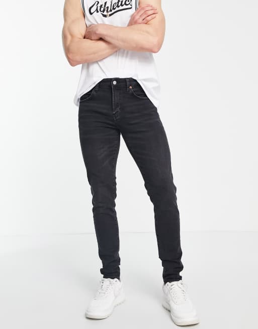 Pull&Bear – Ciemnoszare jeansy o obcisłym kroju