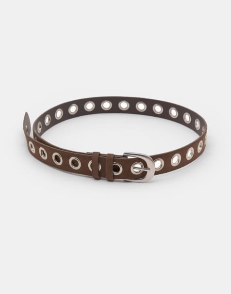Pull&Bear - Cintura color marrone talpa con occhielli - view 1