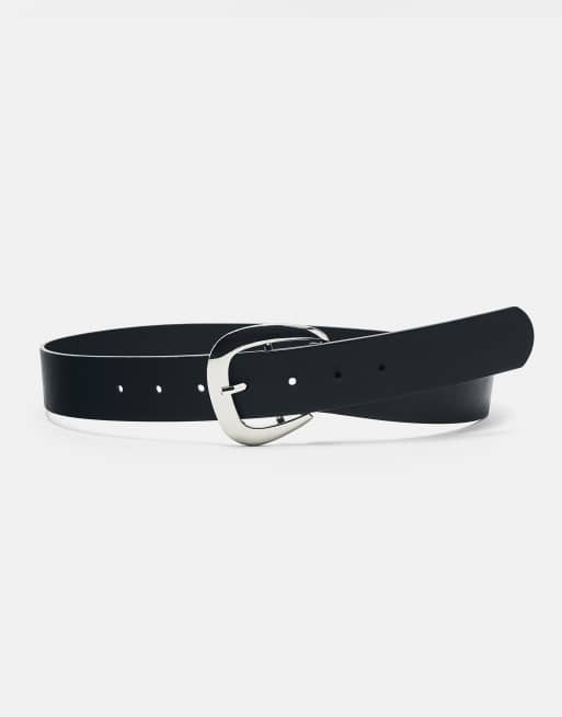 Pull&Bear cintura con fibbia metallica nera, 2 di 4