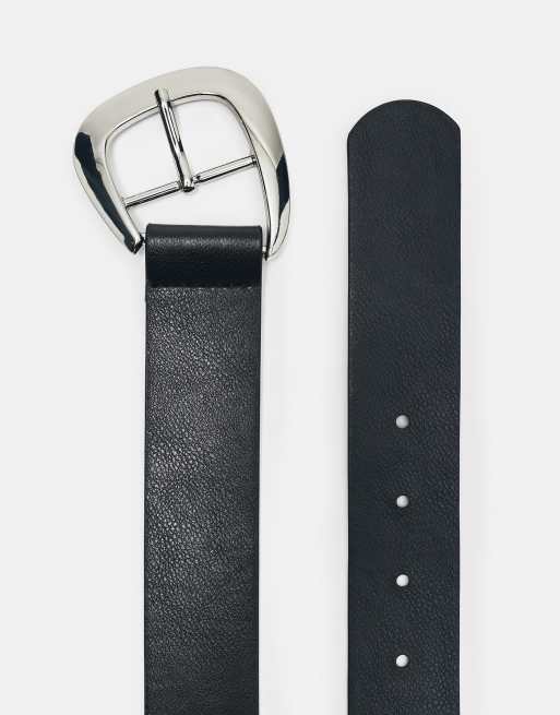 Pull&Bear cintura con fibbia metallica nera, 3 di 4
