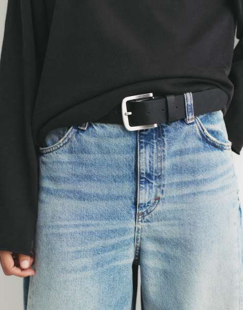 Pull&Bear - Cintura in pelle sintetica basic nera - view 1