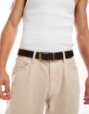 Pull&Bear - Cintura marrone con fibbia color oro