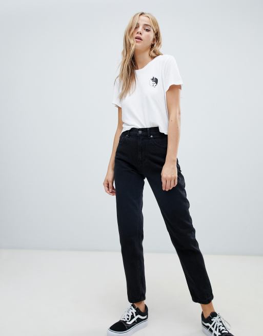 Shoptagr Pull Amp Bear Classic Mom Jean In Black By Pull Bear