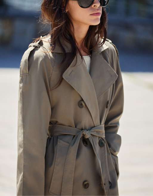 Pull&Bear Classic trench coat in mole brown, 3 of 6