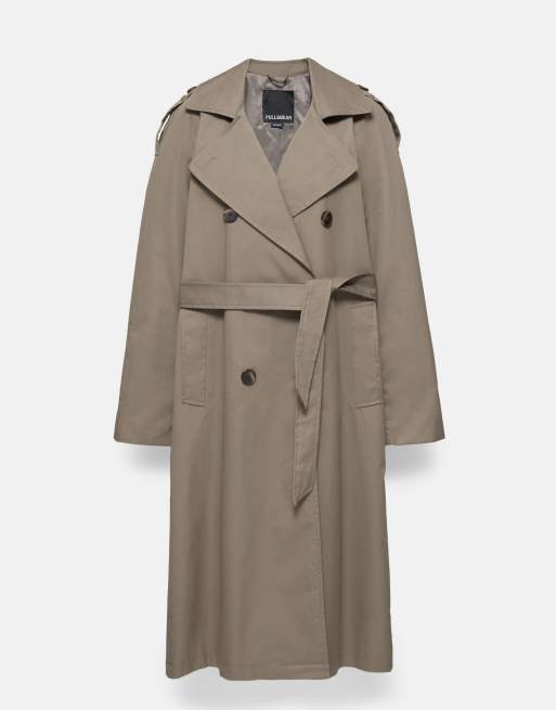Pull&Bear Classic trench coat in mole brown, 4 of 6