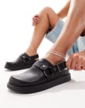 [Pull & Bear] Pull & Bear clogs with buckle detail strap in black 36 BLACK