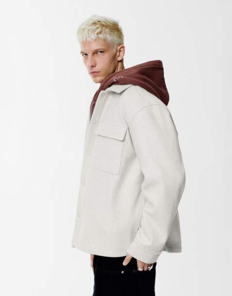 Pull&Bear - Cloth - Camicia giacca bianco sporco con tasche - view 1