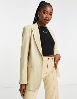 Pull&Bear co-ord blazer in pale yellow