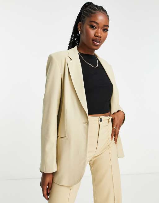 Pull Bear co ord blazer in pale yellow