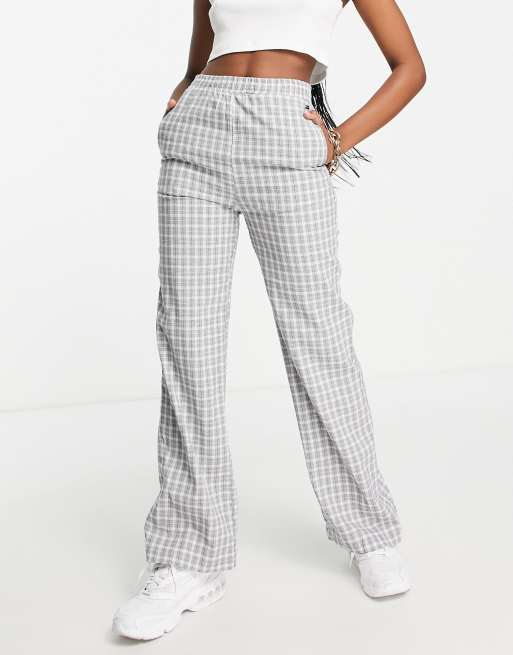Pull&Bear co-ord check elasticated trousers in grey