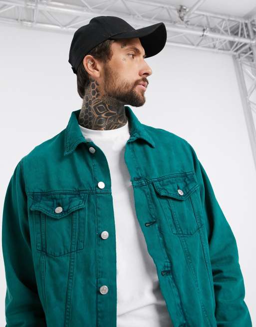 Green denim jacket sales for men