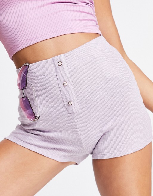 Pull&Bear co-ord jersey short in lilac