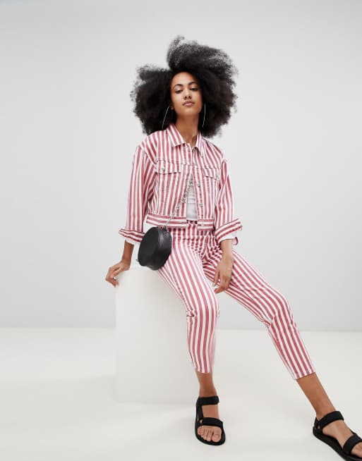 Pull and sale bear striped jeans