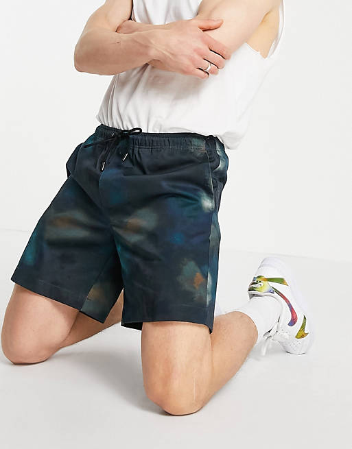 Pull&Bear co-ord printed shorts in blue