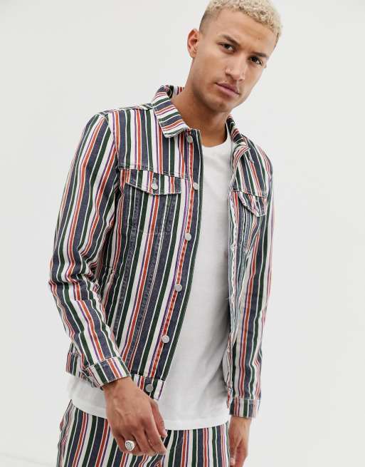 Pull and bear 2025 striped denim jacket