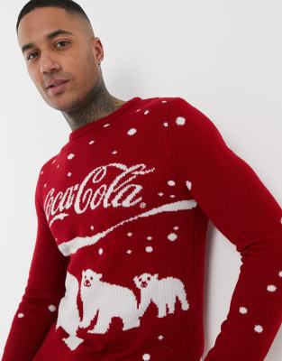 Pull Bear Coca Cola Christmas jumper in red