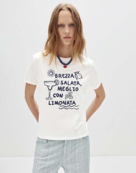 Pull&Bear Cocktail glass t-shirt in ice