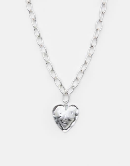 Pull&Bear - Collana color argento con ciondolo a cuore