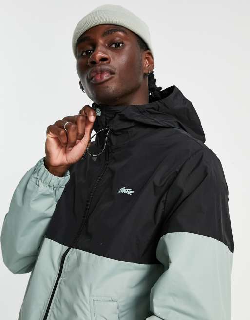 Pull&Bear color block windbreaker in black and green | ASOS