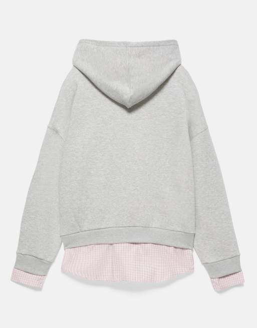 Pull&Bear Combined hoodie in grey marl, 7 of 7
