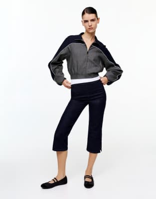 Pull & Bear - Combined - Jacke in Blassgrau mit Einsätzen