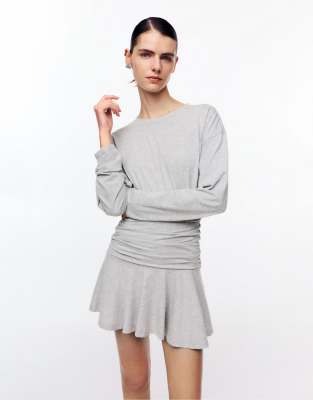 Pull & Bear - Combined - Kurzes Kleid in Grau meliert