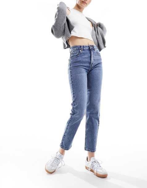 Pull&Bear comfort mom jeans in medium blue - view 1