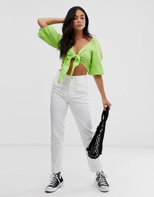 pull and bear white mom jeans