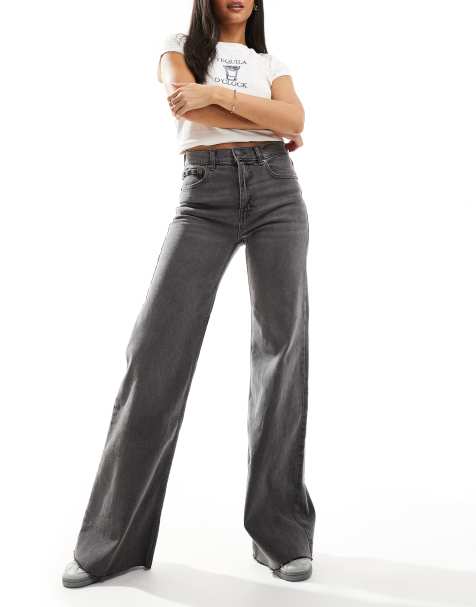 Pull&Bear comfort wide leg jean in washed grey - view 1