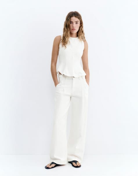 Pull&Bear - Completo in denim peplo bianco - view 1