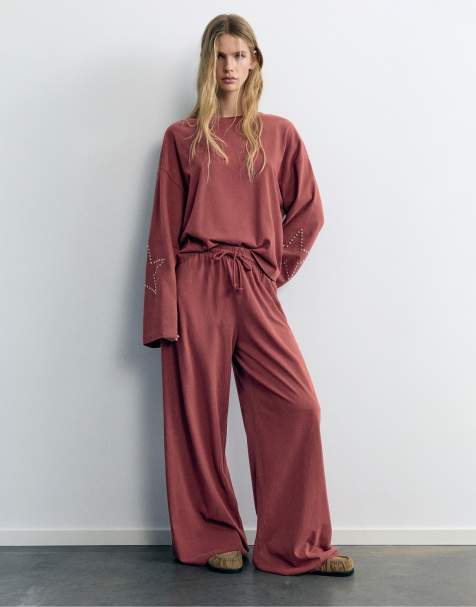 Pull&Bear - Completo in jersey bordeaux - view 1